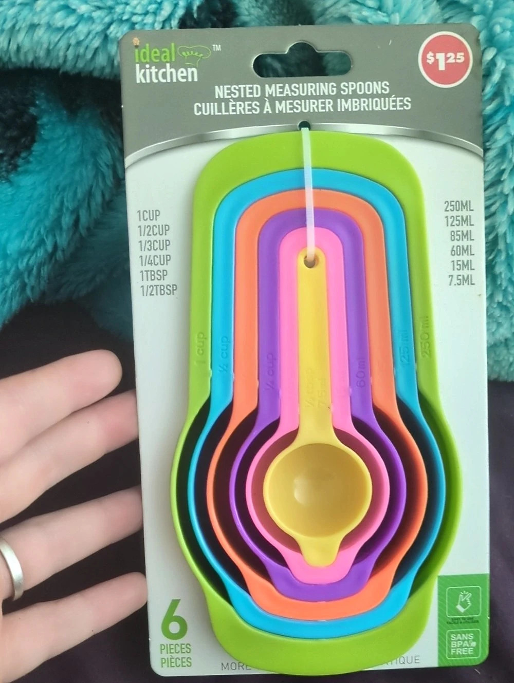 ideal kitchen Nested Measuring Spoons 6-Piece Measuring Spoons Green & Blue NWT